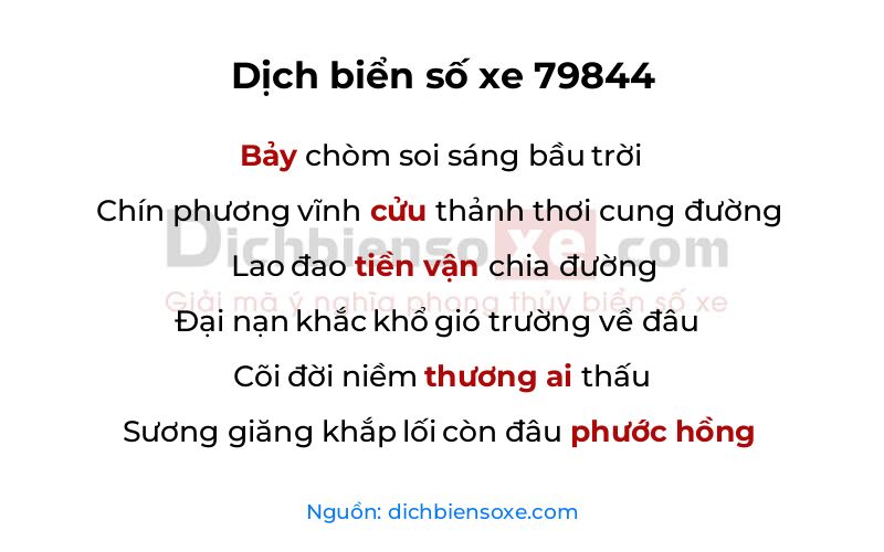 Dịch thơ biển số 79844