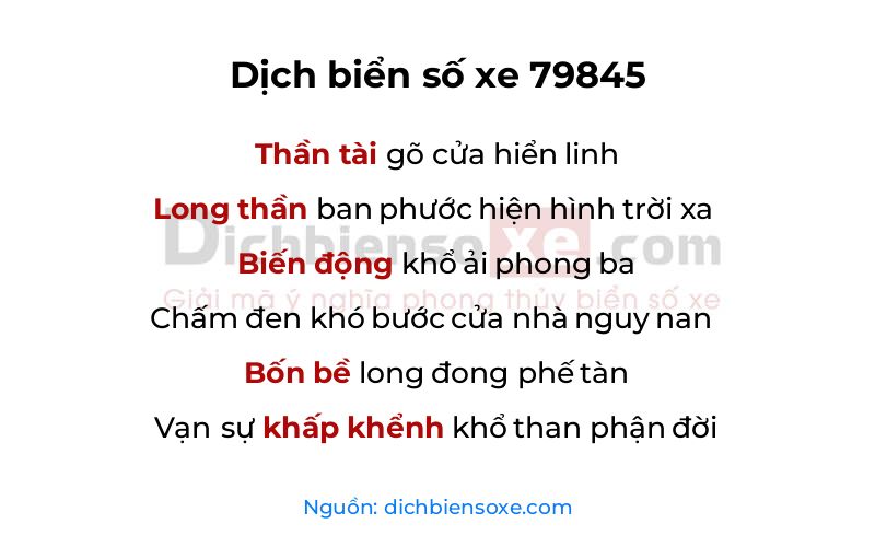 Dịch thơ biển số 79845
