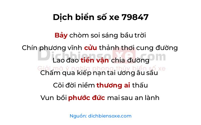 Dịch thơ biển số 79847