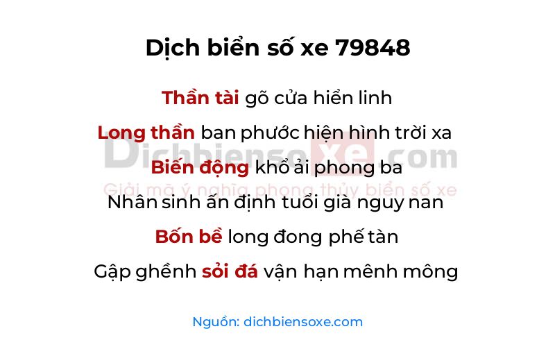 Dịch thơ biển số 79848