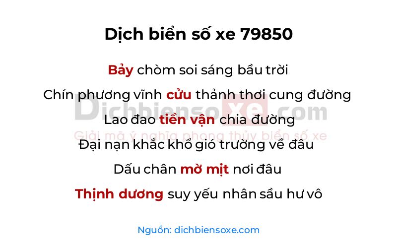 Dịch thơ biển số 79850