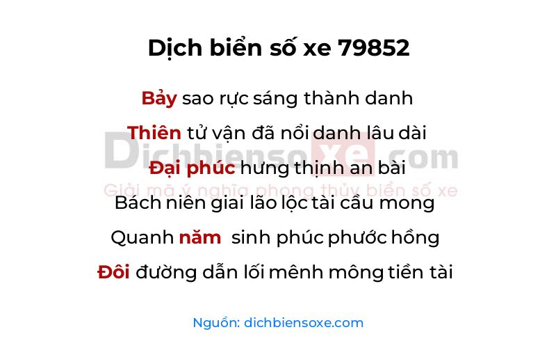 Dịch thơ biển số 79852