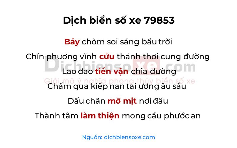 Dịch thơ biển số 79853