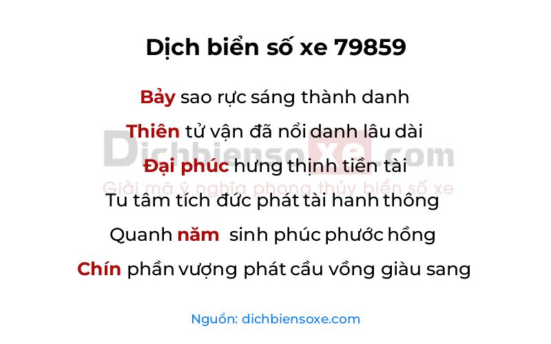 Dịch thơ biển số 79859