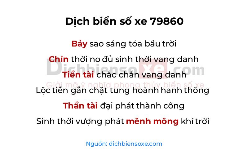 Dịch thơ biển số 79860
