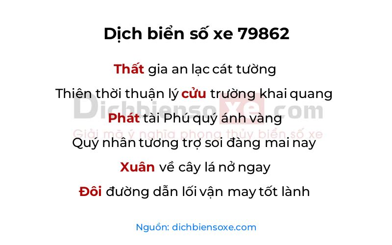 Dịch thơ biển số 79862