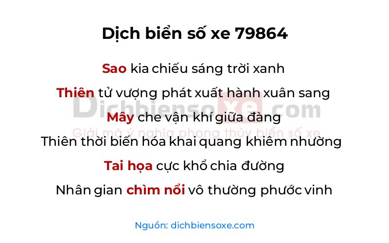 Dịch thơ biển số 79864
