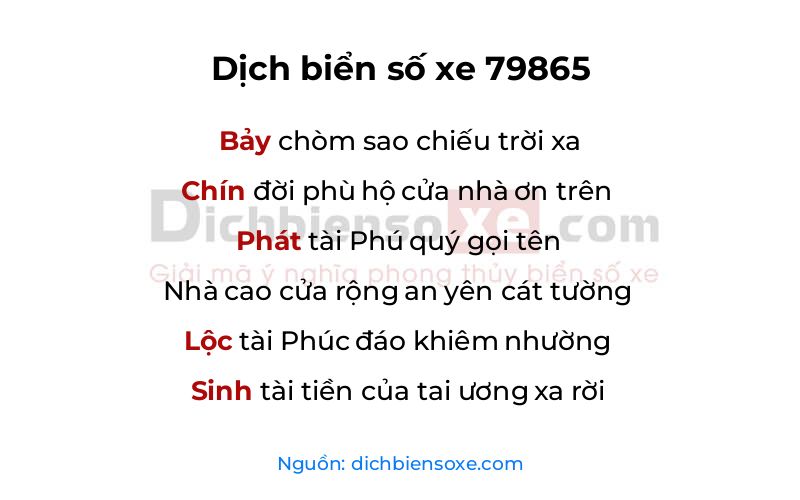 Dịch thơ biển số 79865