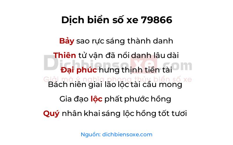Dịch thơ biển số 79866