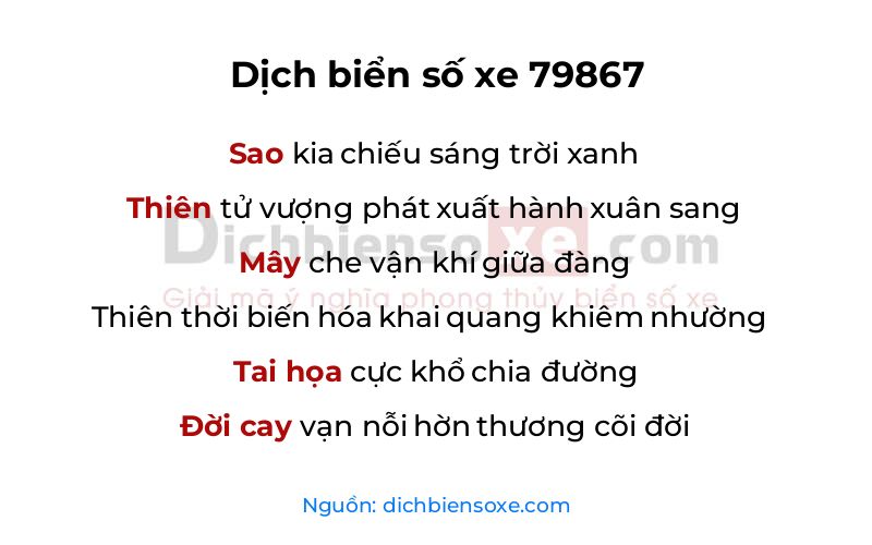 Dịch thơ biển số 79867