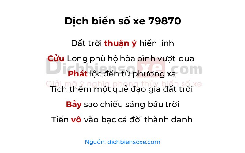 Dịch thơ biển số 79870