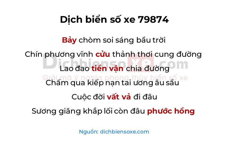 Dịch thơ biển số 79874