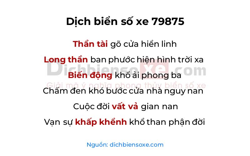 Dịch thơ biển số 79875
