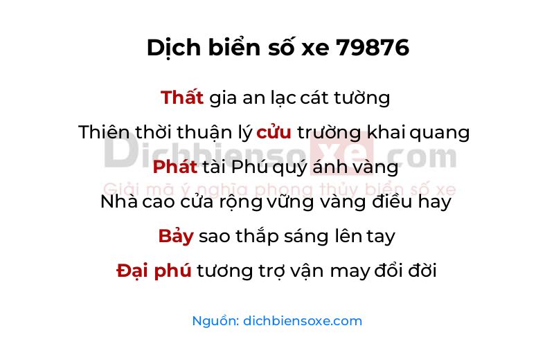 Dịch thơ biển số 79876