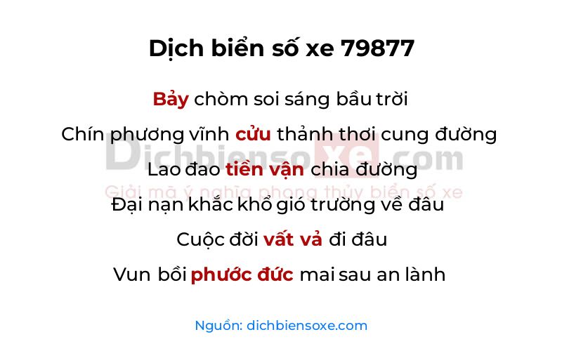 Dịch thơ biển số 79877