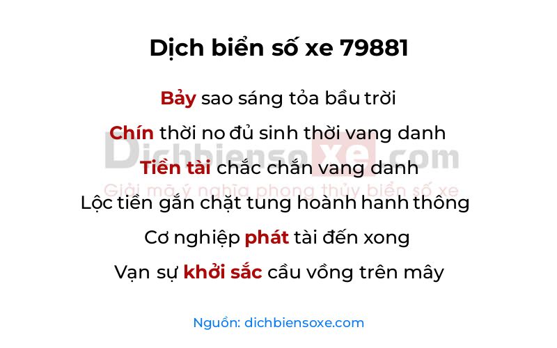 Dịch thơ biển số 79881