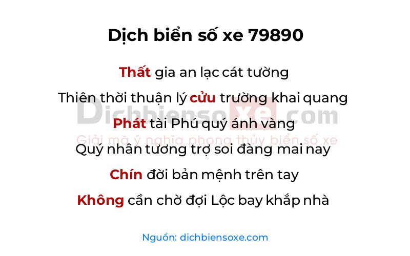Dịch thơ biển số 79890