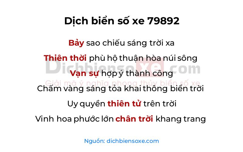 Dịch thơ biển số 79892