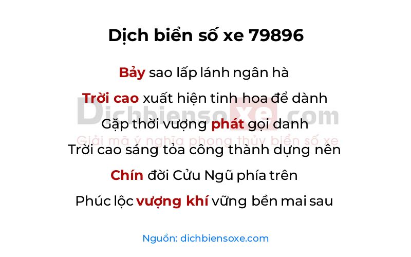 Dịch thơ biển số 79896