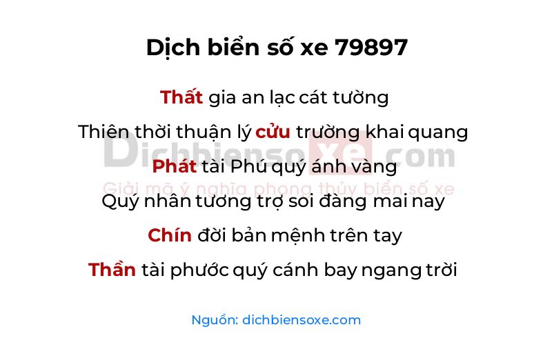 Dịch thơ biển số 79897