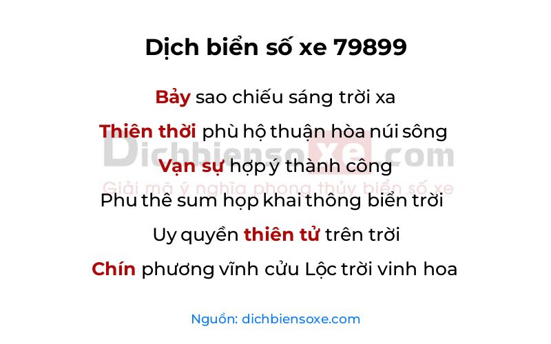 Dịch thơ biển số 79899
