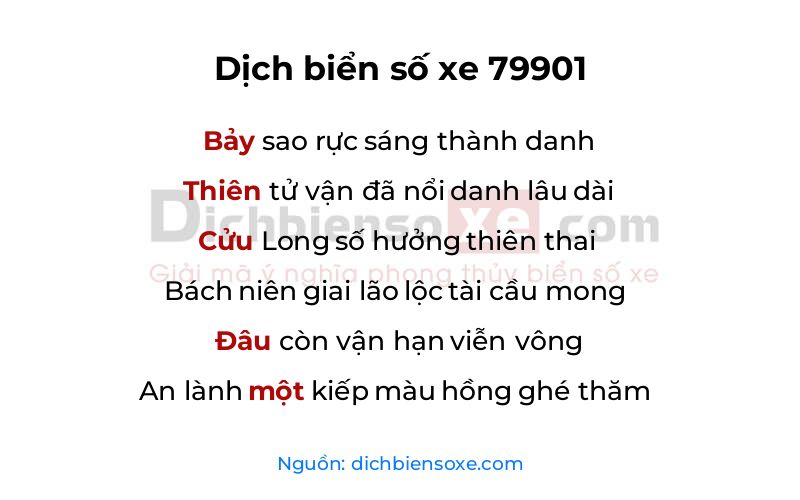 Dịch thơ biển số 79901