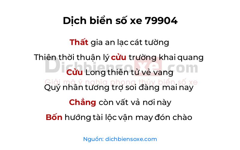 Dịch thơ biển số 79904