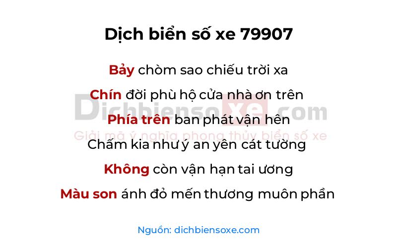 Dịch thơ biển số 79907