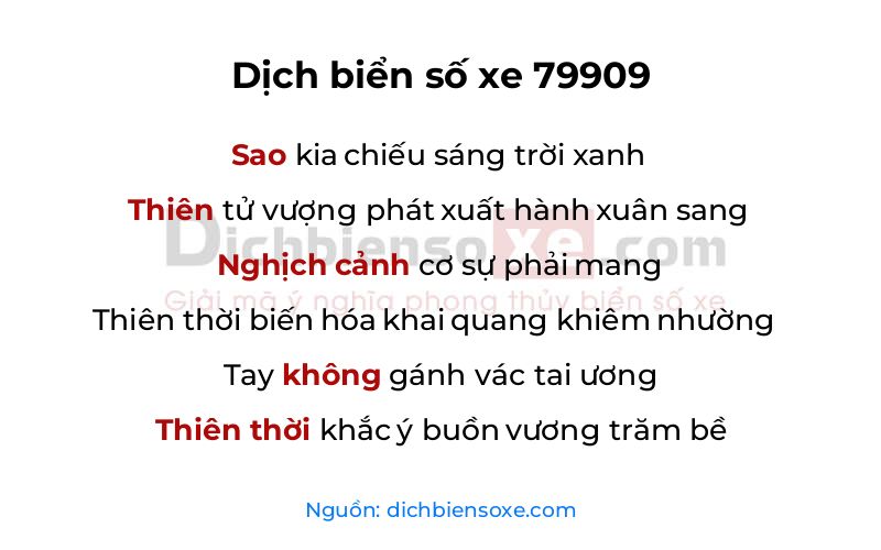 Dịch thơ biển số 79909