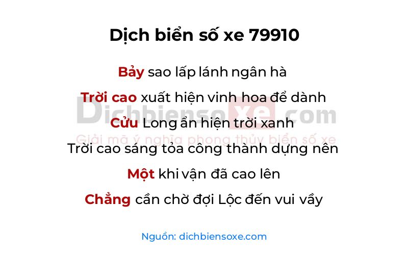 Dịch thơ biển số 79910