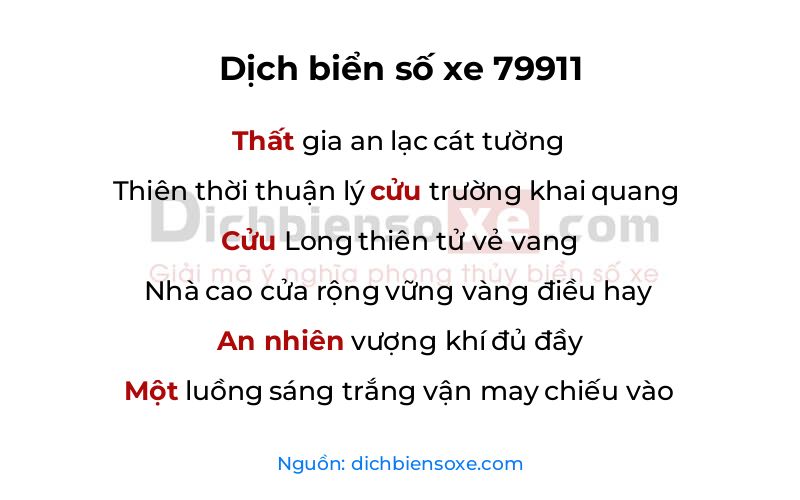 Dịch thơ biển số 79911