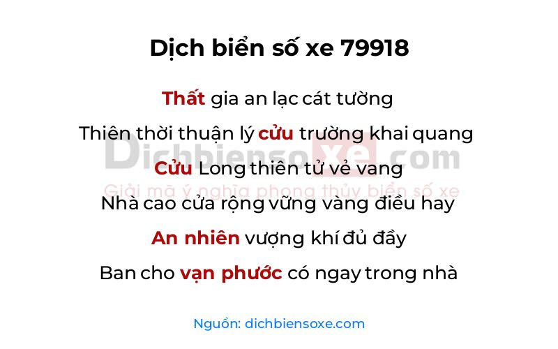 Dịch thơ biển số 79918