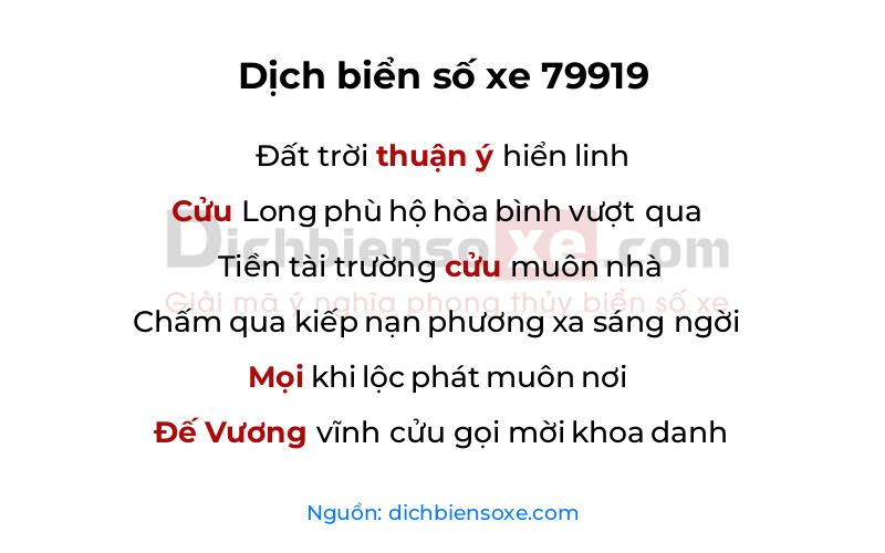 Dịch thơ biển số 79919