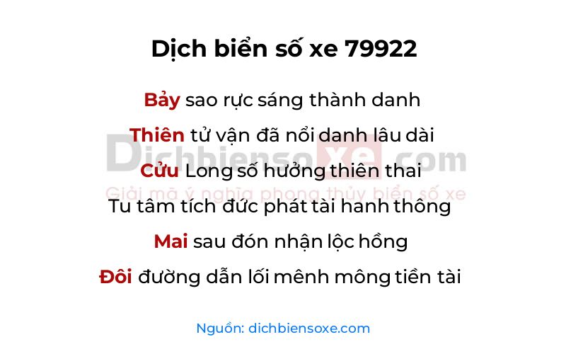 Dịch thơ biển số 79922