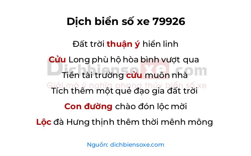 Dịch thơ biển số 79926