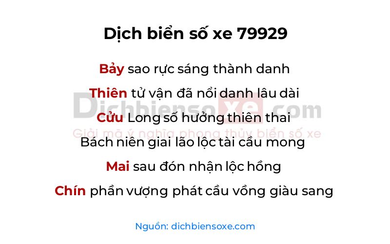 Dịch thơ biển số 79929