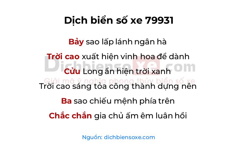 Dịch thơ biển số 79931