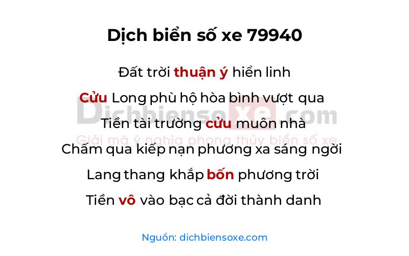 Dịch thơ biển số 79940