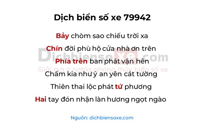Dịch thơ biển số 79942