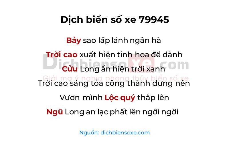 Dịch thơ biển số 79945