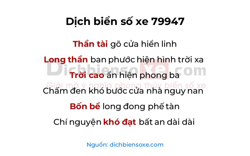 Dịch thơ biển số 79947