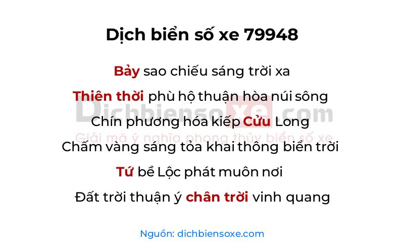 Dịch thơ biển số 79948