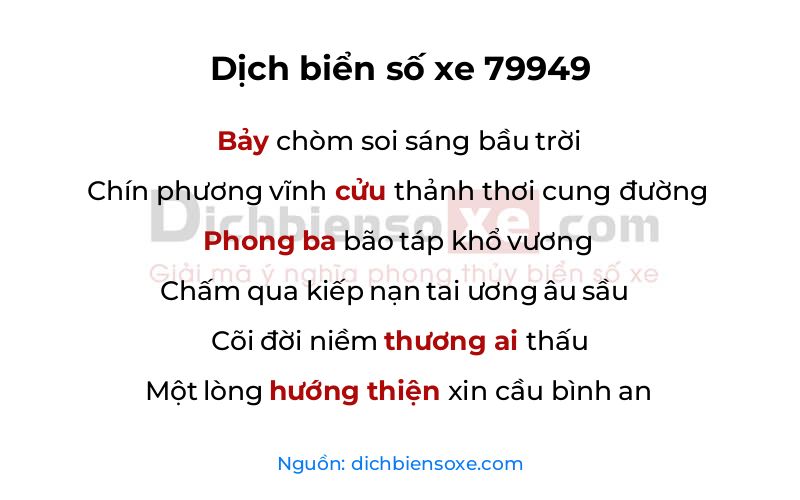 Dịch thơ biển số 79949