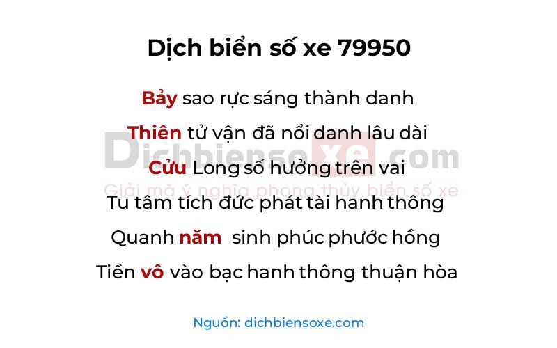 Dịch thơ biển số 79950