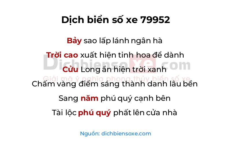 Dịch thơ biển số 79952