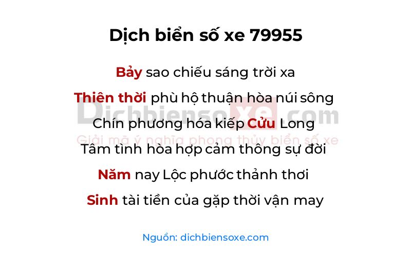 Dịch thơ biển số 79955