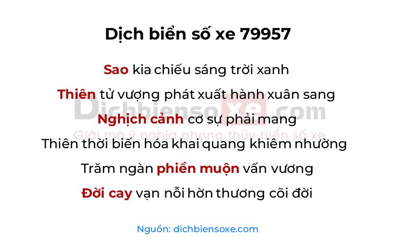 Dịch thơ biển số 79957