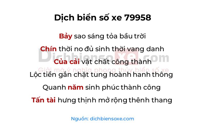 Dịch thơ biển số 79958