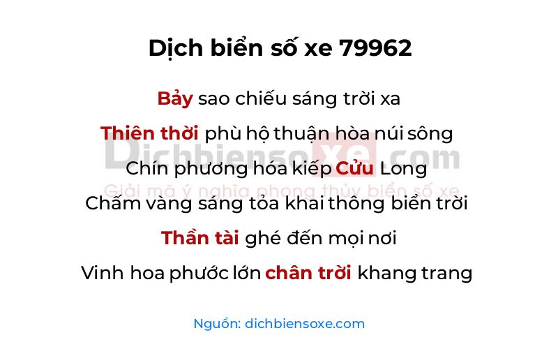 Dịch thơ biển số 79962