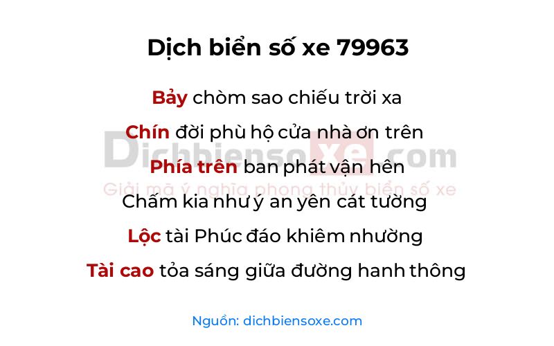 Dịch thơ biển số 79963